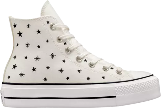 Кроссовки Converse Wmns Chuck Taylor All Star Lift Platform High Embroidered Stars - Egret, кремовый