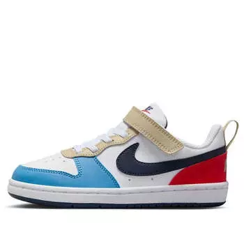 Кроссовки court borough low recraft 'white thunder blue light crimson' Nike, белый