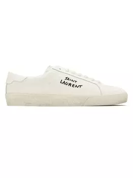 Кроссовки Court Classic Sl/06 из парусины и кожи с вышивкой Saint Laurent