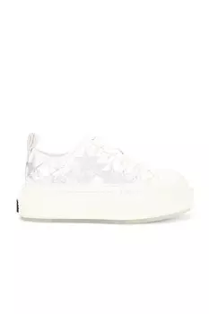 Кроссовки Court на металлизированной платформе со звездами Amiri, цвет White & Silver