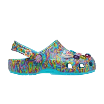 Кроссовки Crocs Lisa Frank x Classic Clog Kids Digital Aqua Multi Hearts, разноцветный