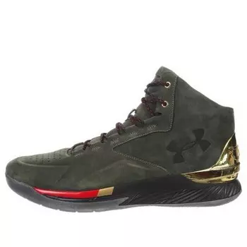 Кроссовки curry 1 lux mid suede 'downtown green' Under Armour, зеленый
