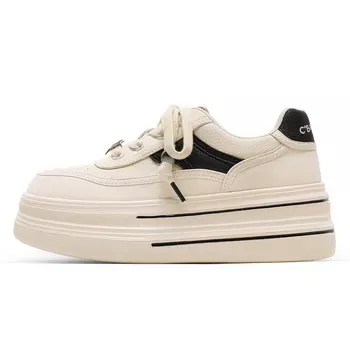 Кроссовки CВ°BANNER Skateboard Shoes Women's Low-Top Beige Black
