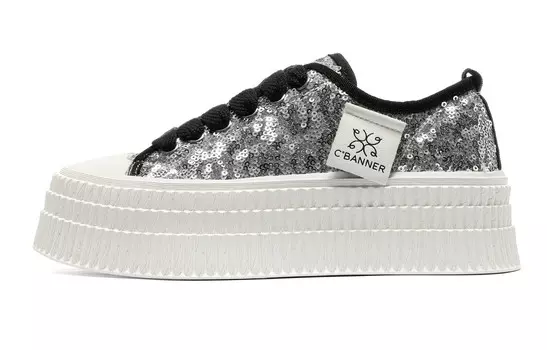 Кроссовки CВ°BANNER Skateboard Shoes Women's Low-Top Silver, серебряный