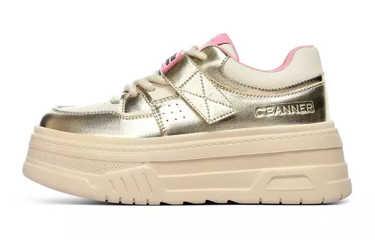Кроссовки CВ°BANNER Skateboard Shoes Women's Low-Top White Gold
