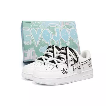 Кроссовки CVOJOO Skateboarding Shoes Unisex Low-top Black, белый/черный