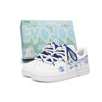 Кроссовки CVOJOO Skateboarding Shoes Unisex Low-top Blue, белый/синий