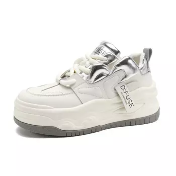 Кроссовки D:FUSE SCANDINAVIA Skateboarding Shoes Women's Low-top Off White/Silver, белый/серебряный