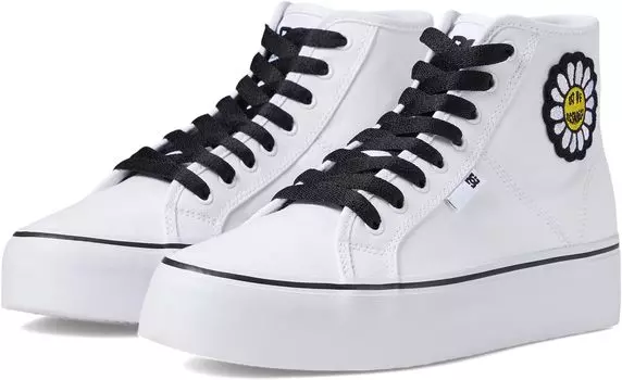 Кроссовки DC Manual Hi Platform, цвет White/Black/Flower