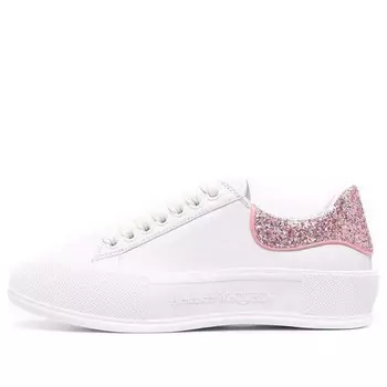 Кроссовки deck plimsoll 'white rose pink glitter' Alexander Mcqueen, белый