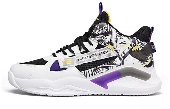 Кроссовки DEERWAY Lifestyle Shoes Men Low-top White/Bright Concord/Aquamarine/Black, белый/черный