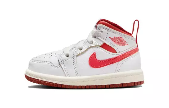 Кроссовки детские Air 1 Mid SE "White/Dune Red" Jordan, белый/красный
