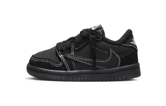Кроссовки детские Jordan 1 Low x Travis Scott, черный (Размер 20 RU)