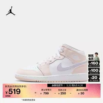 Кроссовки детские Nike Jordan AJ1 средней высоты, фиолетовый / белый
