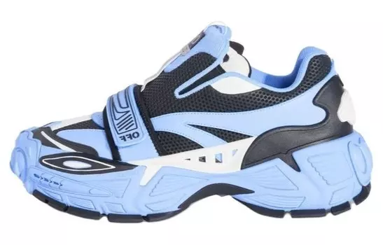 Кроссовки детские Off-White на липучках, синий / черный