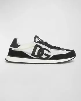 Кроссовки DG Runner из смешанной кожи Dolce&Gabbana, цвет White Black