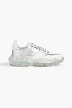 Кроссовки Diamond Metallic из гладкой фактурной кожи с увеличенной подошвой JIMMY CHOO, серебряный
