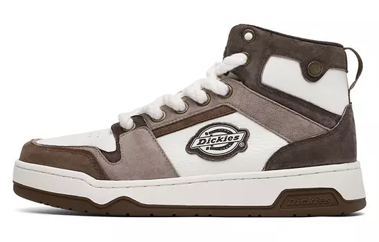Кроссовки Dickies Skateboarding Shoes Men High-top White/Brown, коричневый