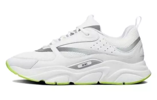 Кроссовки Dior B22 Fluo, белый / серебряный / зеленый