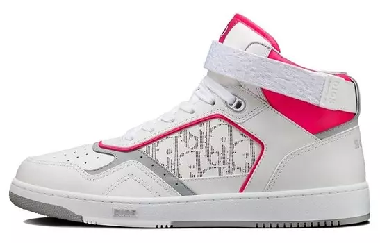 Кроссовки Dior B27 High Neon, белый / розовый