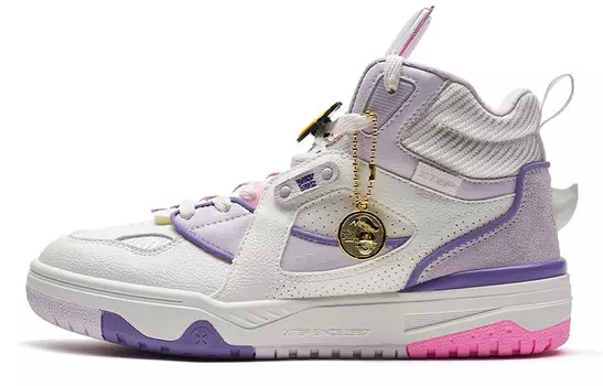 Кроссовки Disney X XTEP Donald Duck Series Skateboarding Shoes Women's High-top Sail White/slightly Purple, белый/фиолетовый