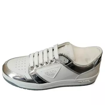 Кроссовки district leather sneakers 'white silver' Prada, белый
