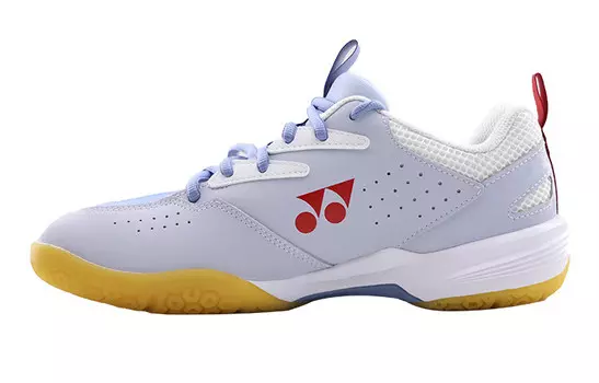 Кроссовки для бадминтона Power Cushion унисекс с низким верхом серо-синие/ярко-красные Yonex