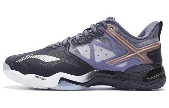 Кроссовки для бадминтона Sonic Boom для мужчин с низким верхом, стандартные, черные/серые/шампанского, золотистые/синие Lining