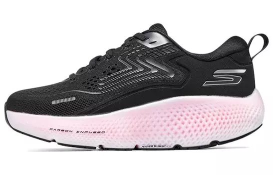 Кроссовки для бега Go Run Max Road 6 женские с низким верхом, черные/пудровые Skechers