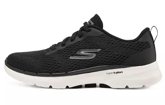 Кроссовки для бега Go Walk 6 женские с низким верхом, черные/белые Skechers