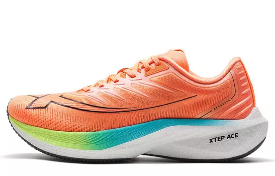 Кроссовки для бега из цельного куска, мужские, с низким верхом, флуоресцентные, нежно-оранжевые Xtep