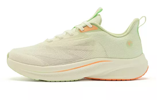 Кроссовки для бега Light Speed 4.0 женские с низким верхом цвета слоновой кости и лаймового зеленого цвета Qiaodan
