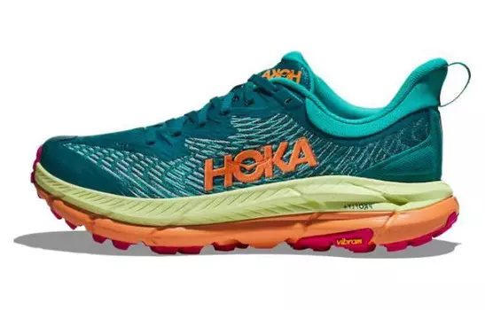 Кроссовки для бега Mafate Speed 4 женские с низким верхом, синие/зеленые Hoka One One