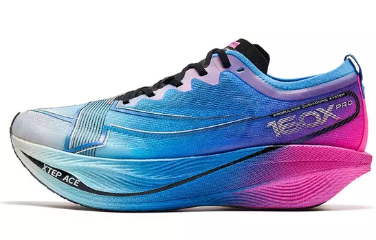 Кроссовки для бега Racing 160X 5.0 PRO мужские с низким верхом синего/флуоресцентного розового цвета Xtep