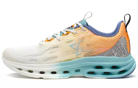 Кроссовки для бега Shock Absorbing Spinning 9.0 для мужчин с низким верхом Sail белого/желтого цвета с кремовым оттенком Xtep