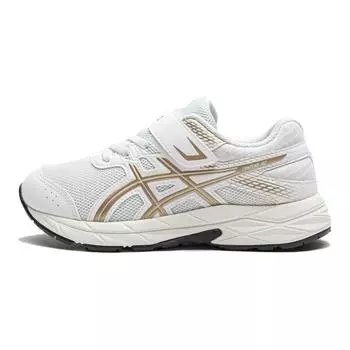 Кроссовки для детей, детские, низкие, белые/золотые Asics, белый