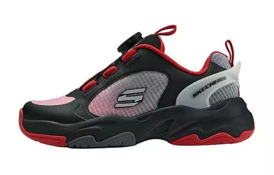 Кроссовки для девочек, детские, низкие, красные/черные Skechers, красный/черный