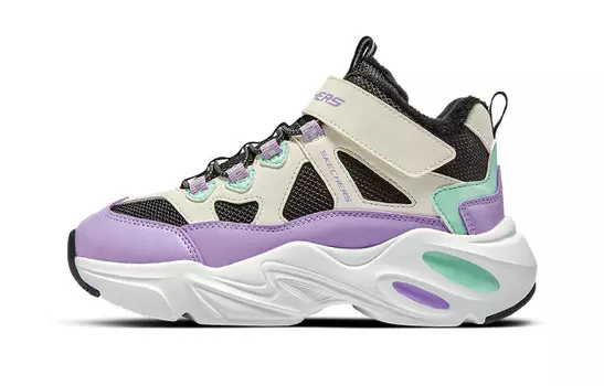 Кроссовки для девочек GS черные/белые/фиолетовые Skechers, фиолетовый