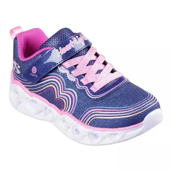 Кроссовки для девочек Skechers Heart Lights Retro Hearts, темно-синий