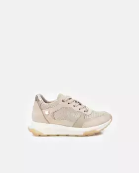 Кроссовки для девочки со шнурками и блестками Xti, бежевый