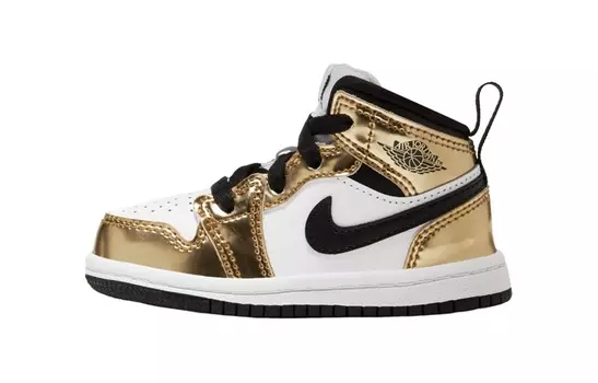 Кроссовки Jordan 1 Mid Metallic Gold Black White TD
