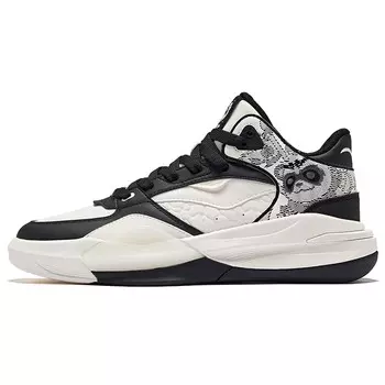 Кроссовки для мужчин с высоким берцем из микрокристаллической кожи белого/орто-черного цвета Erke