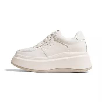 Кроссовки для образа жизни женская с низким верхом белого цвета Kodi, цвет White internal height increase version - 8 cm