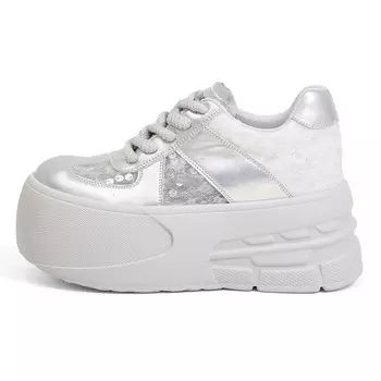 Кроссовки для образа жизни Женские низкие Milan Love Song, серебряный