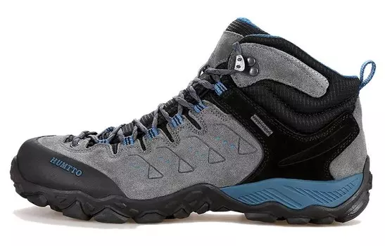 Кроссовки для походов и треккинга мужские с высоким берцем серый черный синий Humtto