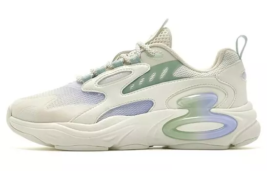 Кроссовки для повседневной носки женские с низким верхом цвета слоновой кости/зеленый нефрит Qiaodan