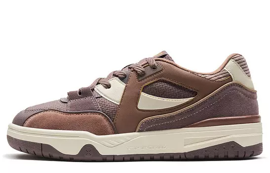 Кроссовки для скейтборда мужские с низким верхом цвета агарового дерева, коричневого/орехово-коричневого/чайно-белого цветов Xtep