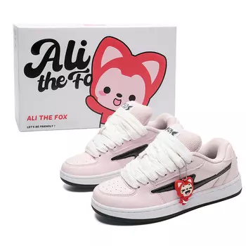 Кроссовки для скейтборда унисекс с низким верхом белого цвета Ali The Fox, цвет Cherry blossom pink (with a free Doraemon)