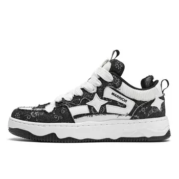 Кроссовки для скейтборда унисекс с низким верхом белого цвета Warrior, черный/белый