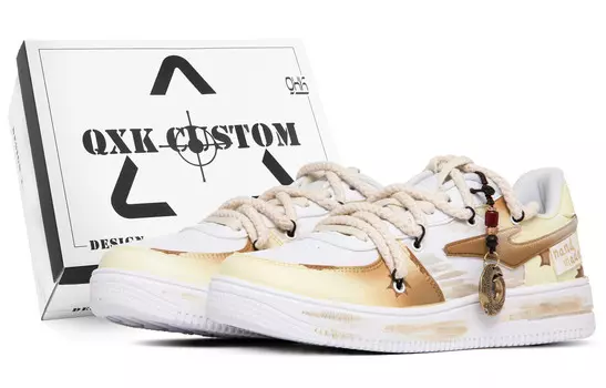 Кроссовки для скейтборда женские низкие белый/желтый/коричневый Erke